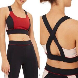 Ivy Park Colorblocked X-Back Sports Bra Black Red Blush XS